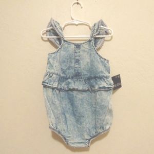 NWT Okie Dokie Jean Waisted Romper, Front buttons